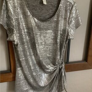 Dressy top, women, shimmery silver L
